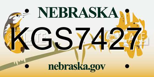 KGS7427 Nebraska License Plate
