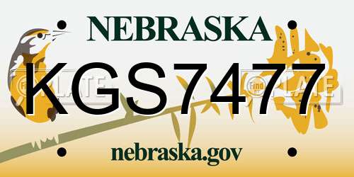 KGS7477 Nebraska License Plate