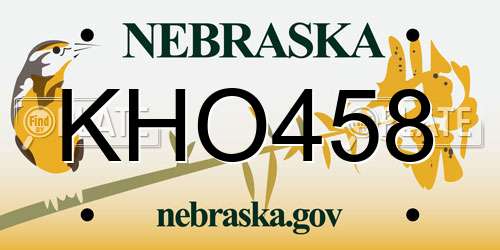 KHO458 Nebraska License Plate