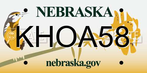 KHOA58 Nebraska License Plate