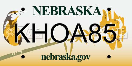 KHOA85 Nebraska License Plate