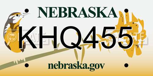 KHQ455 Nebraska License Plate