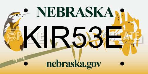 KIR53E Nebraska License Plate