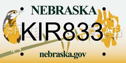 KIR833 Nebraska License Plate