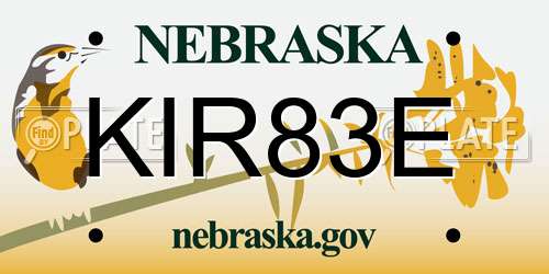 KIR83E Nebraska License Plate