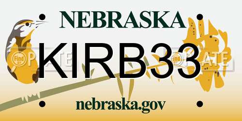 KIRB33 Nebraska License Plate