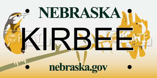 KIRBEE Nebraska License Plate