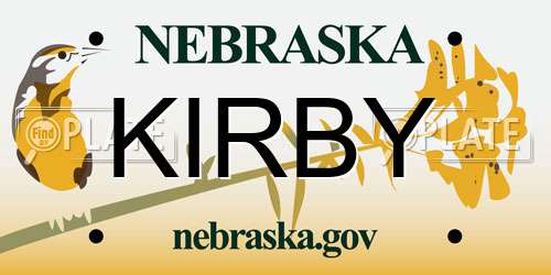 KIRBY Nebraska License Plate
