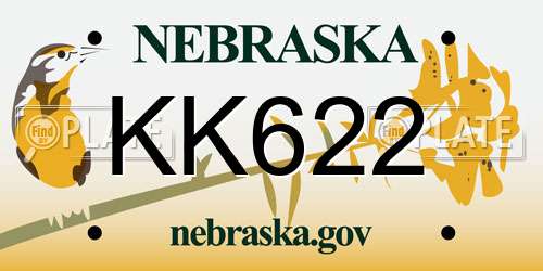 KK622 Nebraska License Plate