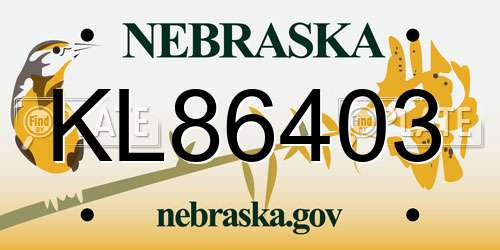 KL86403 Nebraska License Plate