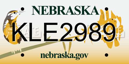 KLE2989 Nebraska License Plate