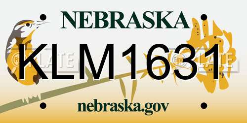KLM1631 Nebraska License Plate