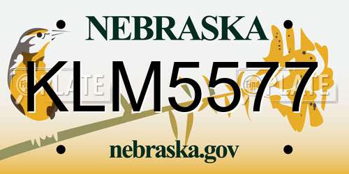 KLM5577 Nebraska License Plate