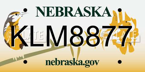 KLM8877 Nebraska License Plate