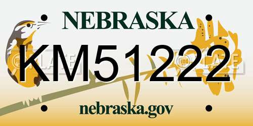 KM51222 Nebraska License Plate