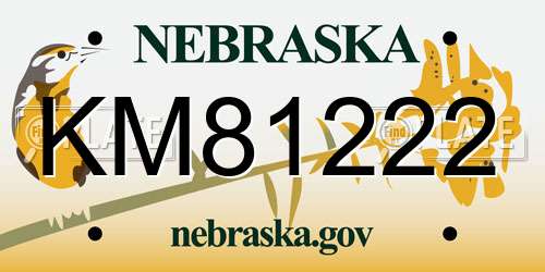 KM81222 Nebraska License Plate
