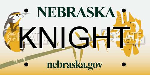 KNIGHT Nebraska License Plate
