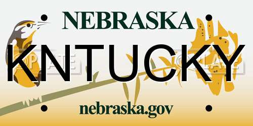 KNTUCKY Nebraska License Plate
