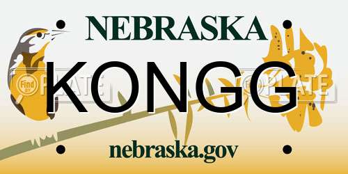 KONGG Nebraska License Plate