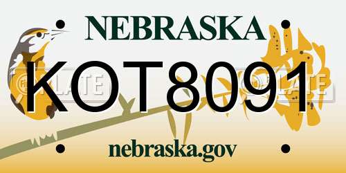 KOT8091 Nebraska License Plate
