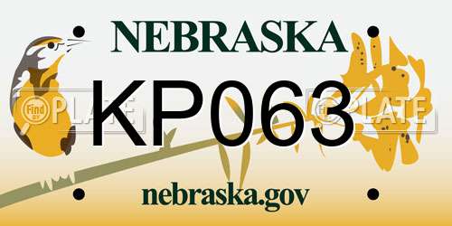 KP063 Nebraska License Plate
