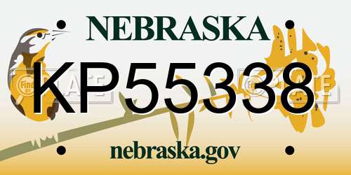 KP55338 Nebraska License Plate