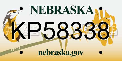 KP58338 Nebraska License Plate
