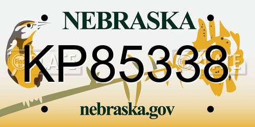 KP85338 Nebraska License Plate