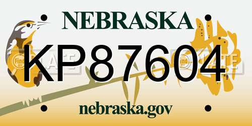 KP87604 Nebraska License Plate