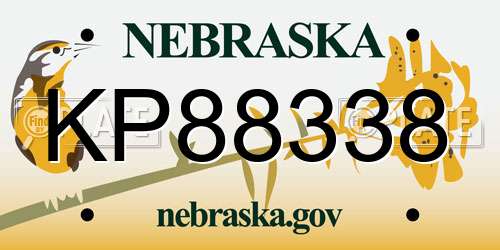 KP88338 Nebraska License Plate