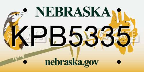 KPB5335 Nebraska License Plate
