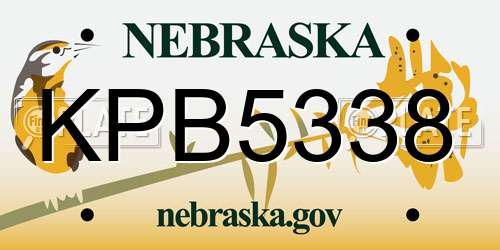 KPB5338 Nebraska License Plate