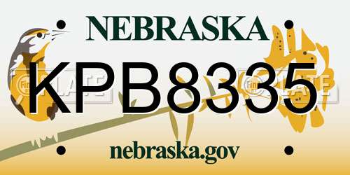 KPB8335 Nebraska License Plate