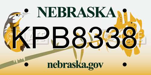 KPB8338 Nebraska License Plate