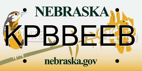 KPBBEEB Nebraska License Plate