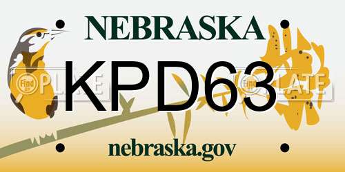 KPD63 Nebraska License Plate