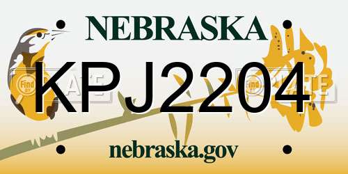 KPJ2204 Nebraska License Plate