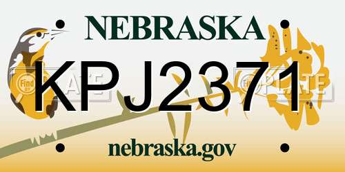 KPJ2371 Nebraska License Plate