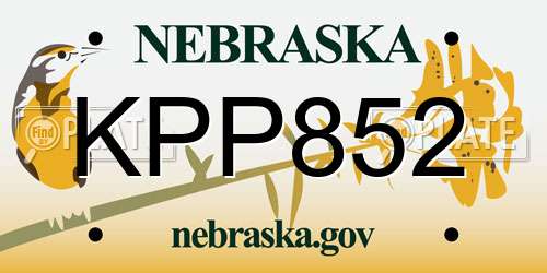 KPP852 Nebraska License Plate