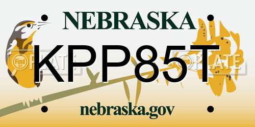 KPP85T Nebraska License Plate