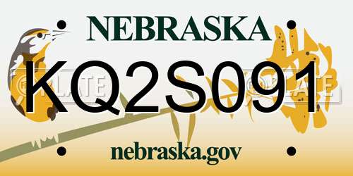KQ2S091 Nebraska License Plate