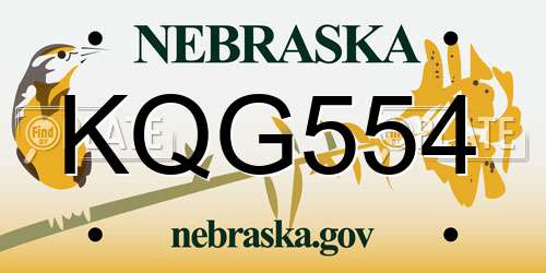 KQG554 Nebraska License Plate