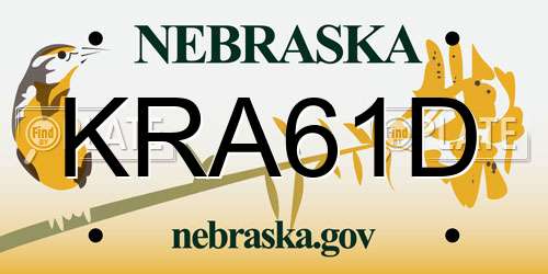 KRA61D Nebraska License Plate