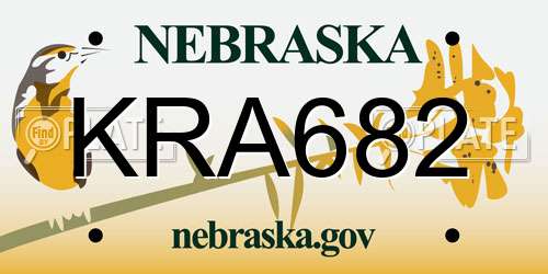 KRA682 Nebraska License Plate