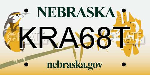 KRA68T Nebraska License Plate