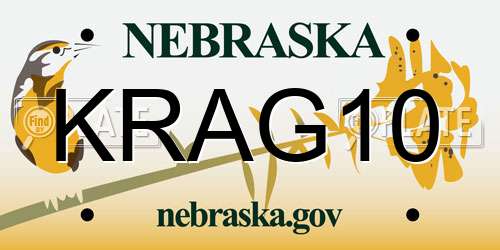 KRAG10 Nebraska License Plate
