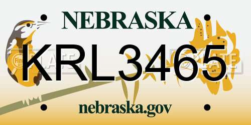 KRL3465 Nebraska License Plate