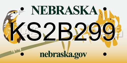 KS2B299 Nebraska License Plate