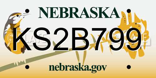 KS2B799 Nebraska License Plate