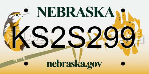 KS2S299 Nebraska License Plate